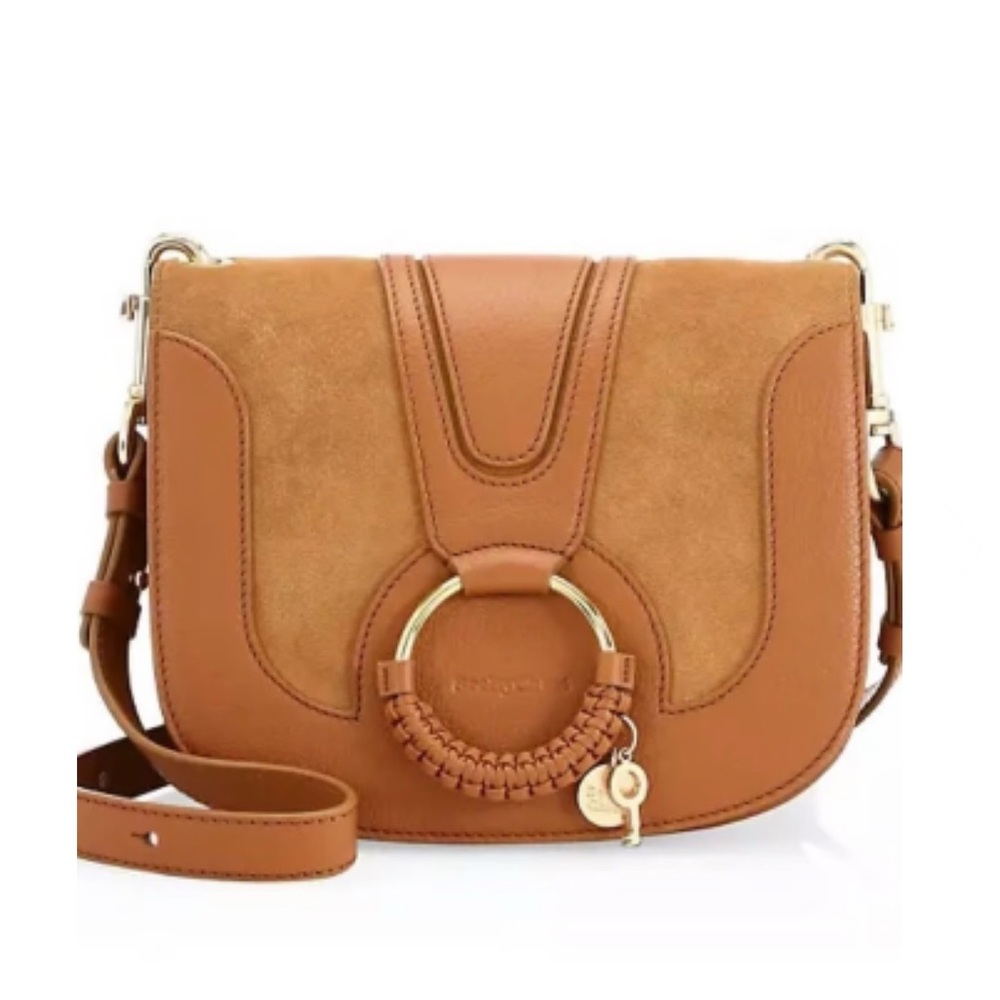 See by Chloé Hana Leather Crossbody Suede O-Ring Flap Closure